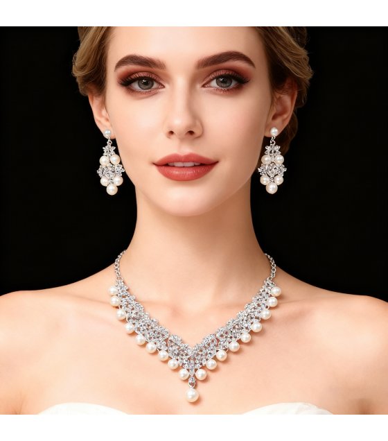 SET721 - Bridal Necklace and Earrings Two-Piece Set